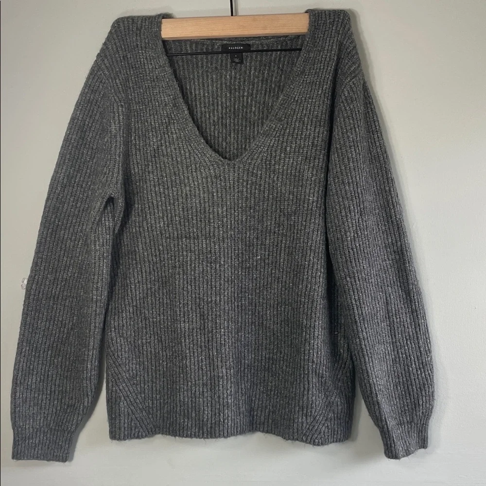 Halogen Charcoal V-Neck Sweater